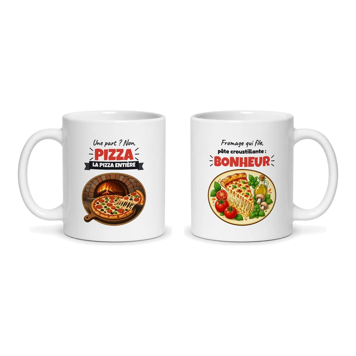 Mug pizza – les deux faces du mug côte à côte