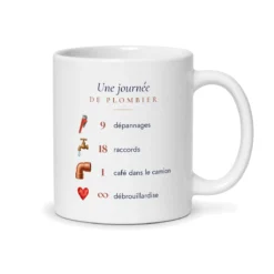 Mug plombier personnalisé prénom – mug blanc vu du dos