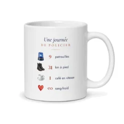 Mug policier personnalisé prénom – mug blanc vu du dos