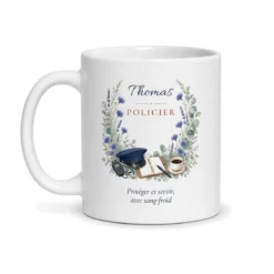 Mug policier personnalisé prénom – mug blanc vu de face