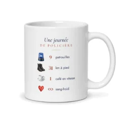 Mug policière personnalisé prénom – mug blanc vu du dos