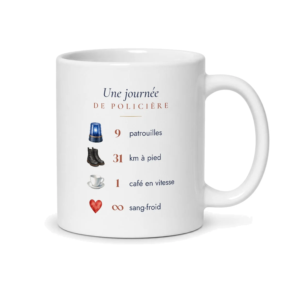 Mug policière personnalisé prénom – mug blanc vu du dos
