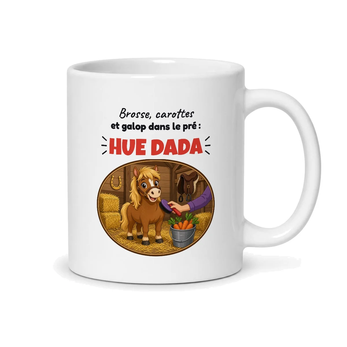 Mug poney – mug blanc vu du dos