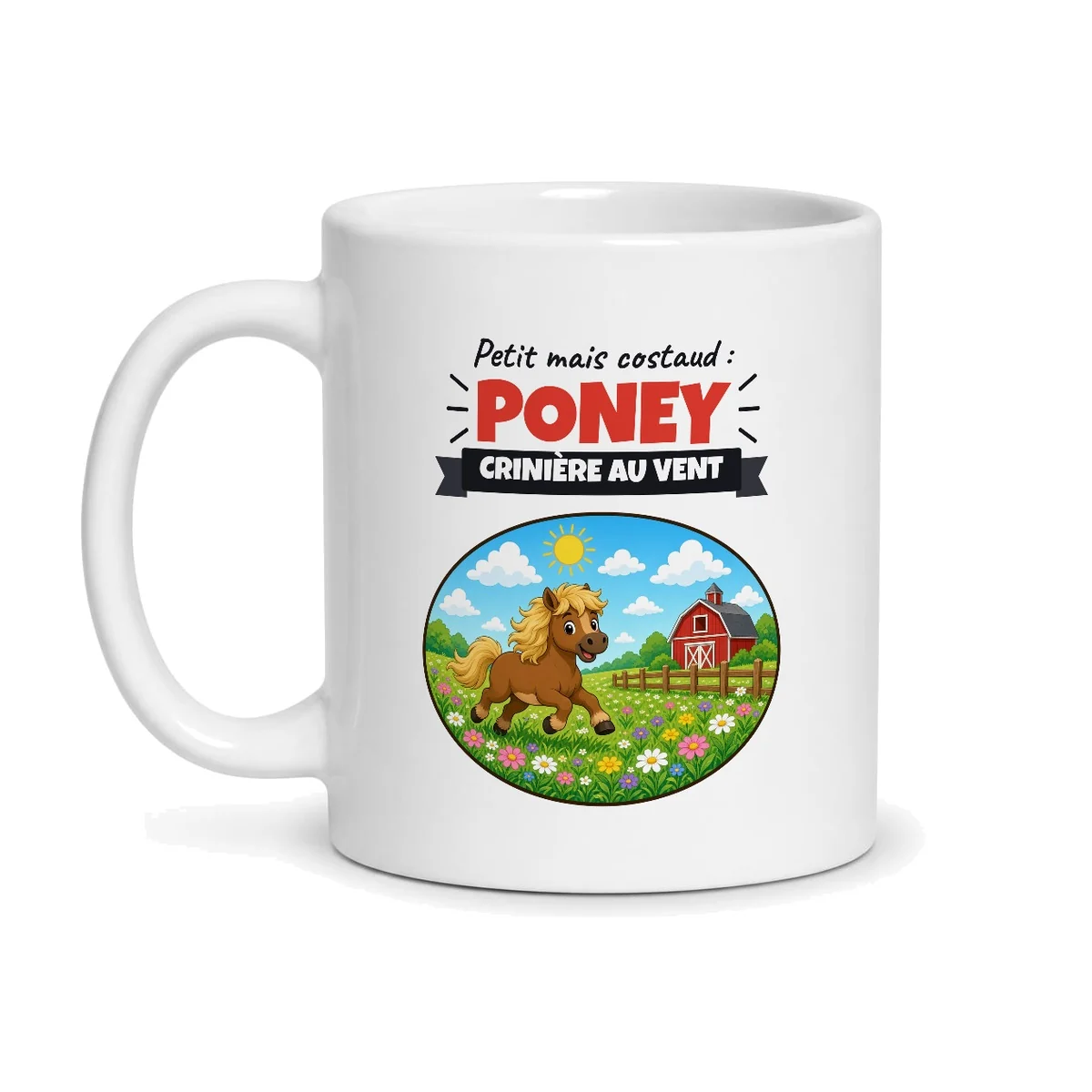 Mug poney – mug blanc vu de face