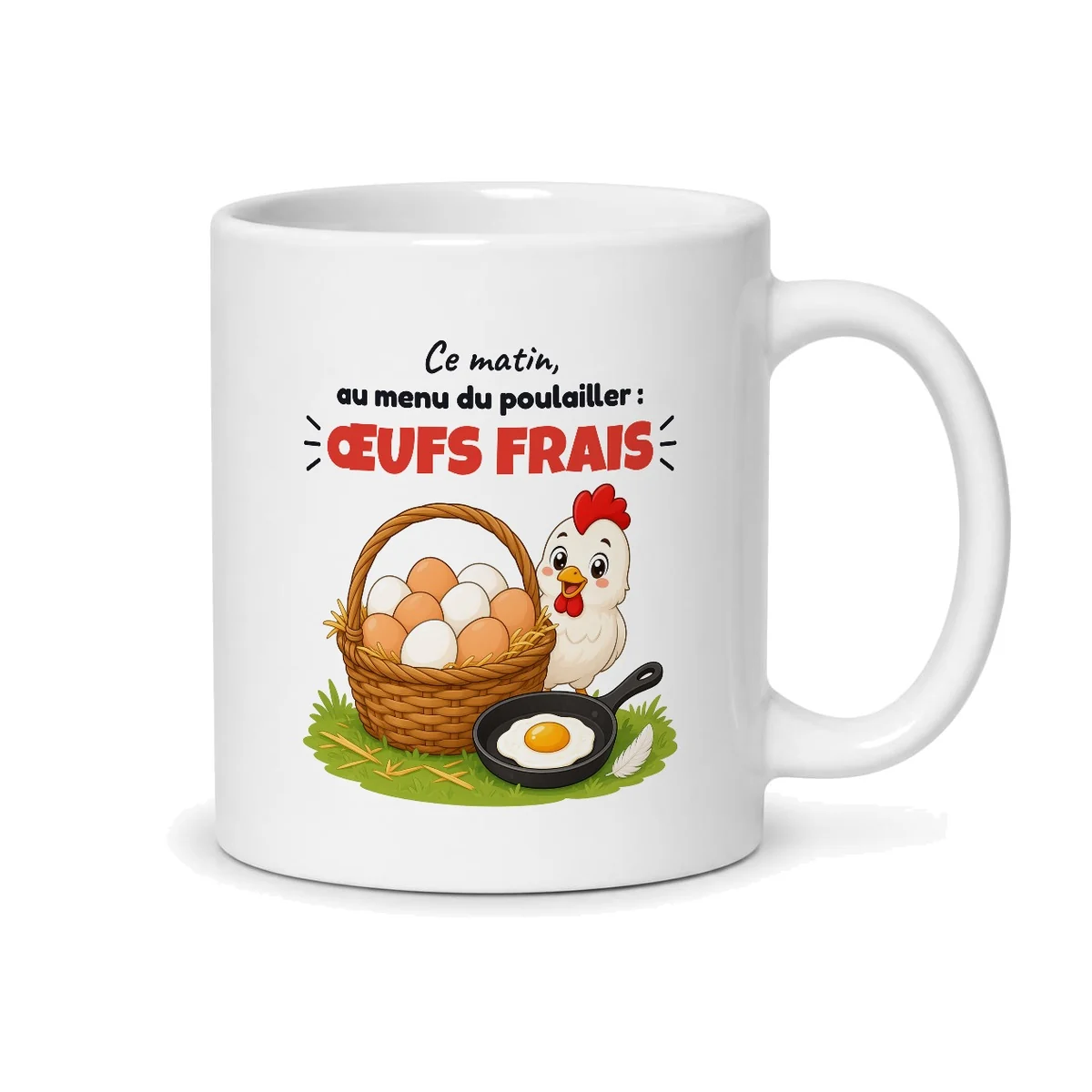 Mug poule – mug blanc vu du dos