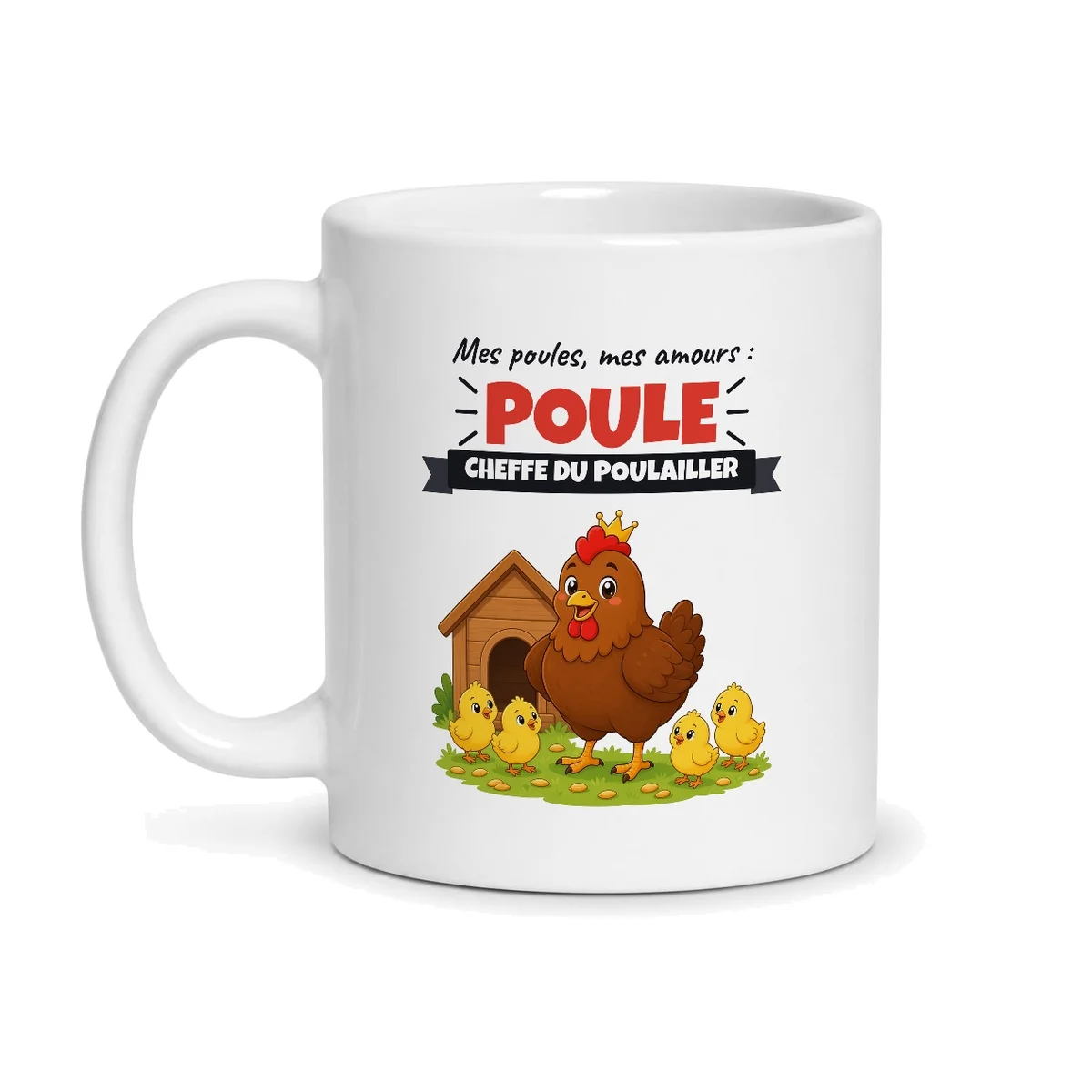 Mug poule – mug blanc vu de face
