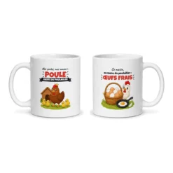 Mug poule – les deux faces du mug côte à côte