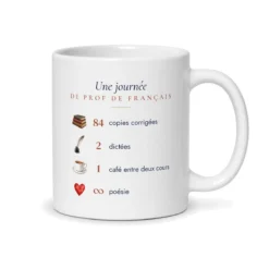Mug prof de français personnalisé prénom – mug blanc vu du dos
