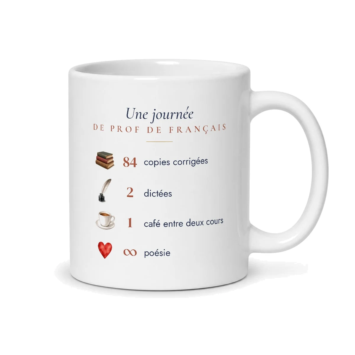Mug prof de français personnalisé prénom – mug blanc vu du dos