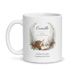 Mug prof de français personnalisé prénom – mug blanc vu de face