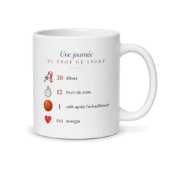 Mug prof de sport personnalisé prénom – mug blanc vu du dos