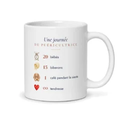Mug puéricultrice personnalisé prénom – mug blanc vu du dos