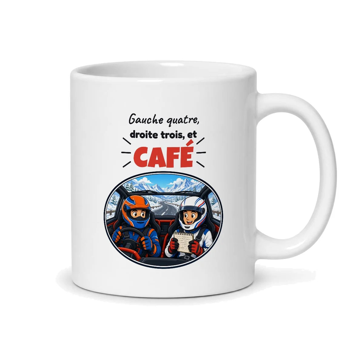 Mug rallye – mug blanc vu du dos