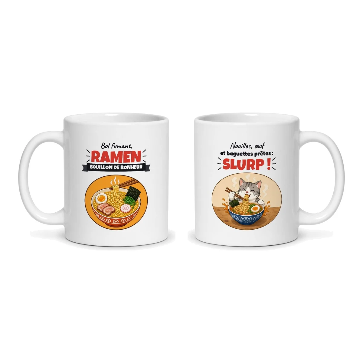 Mug ramen – les deux faces du mug côte à côte