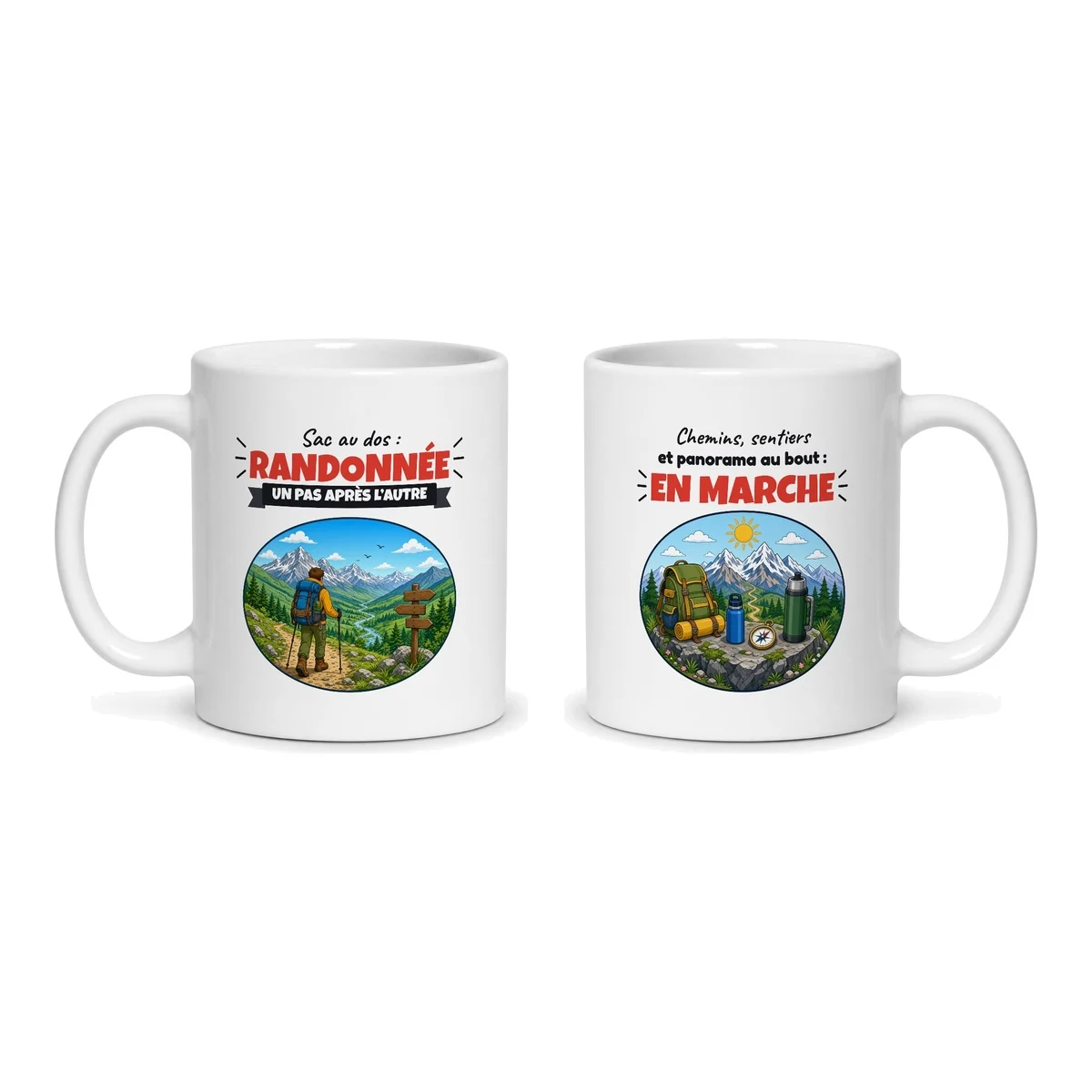Mug randonnée – les deux faces du mug côte à côte