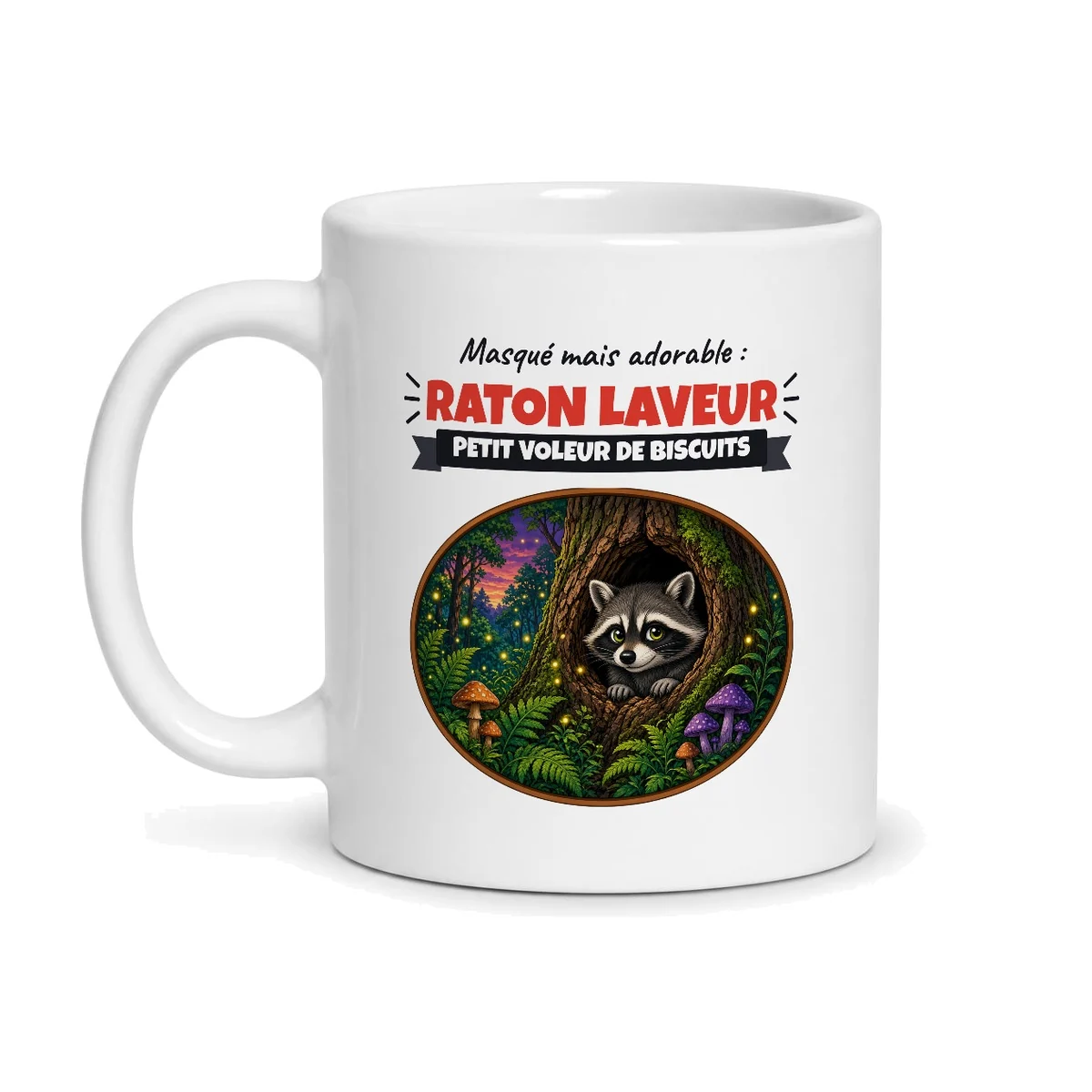 Mug raton laveur – mug blanc vu de face