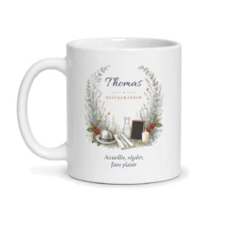 Mug restaurateur personnalisé prénom – mug blanc vu de face