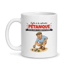 Mug retraite pétanque – mug blanc vu de face