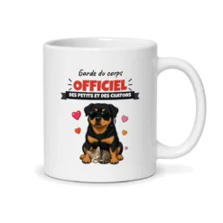 Mug rottweiler – mug blanc vu du dos