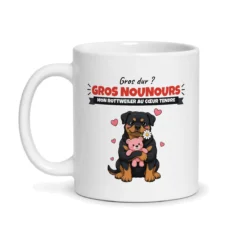 Mug rottweiler – mug blanc vu de face