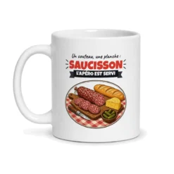 Mug saucisson – mug blanc vu de face