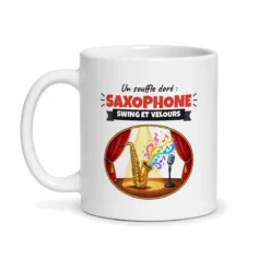 Mug saxophone – mug blanc vu de face