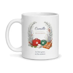 Mug secouriste personnalisé prénom – mug blanc vu de face
