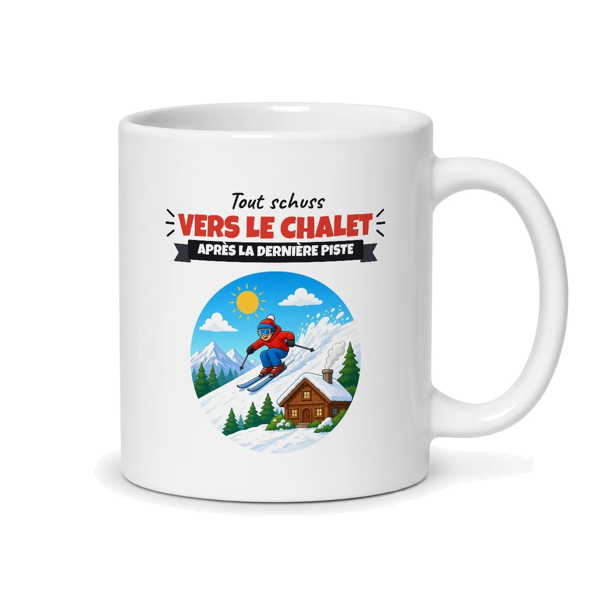 Mug ski – mug blanc vu du dos