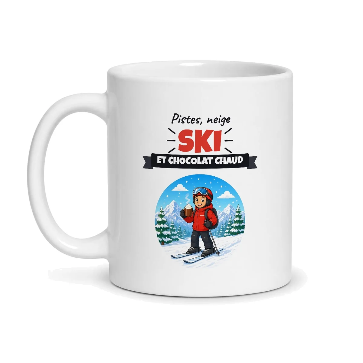 Mug ski – mug blanc vu de face