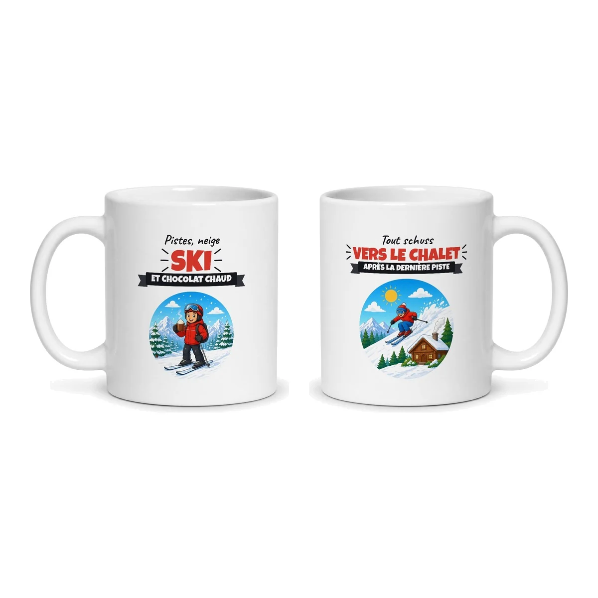 Mug ski – les deux faces du mug côte à côte