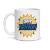 Mug super tonton, face avant : « SUPER TONTON » façon bande dessinée dans une explosion jaune