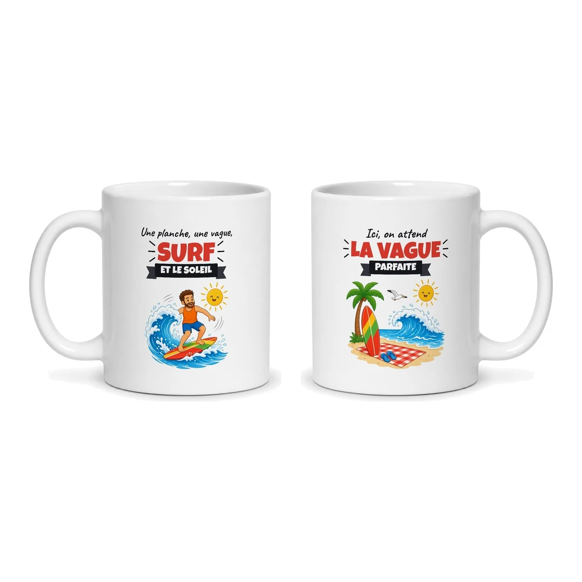 Mug surf – les deux faces du mug côte à côte