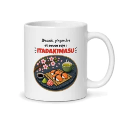 Mug sushi – mug blanc vu du dos