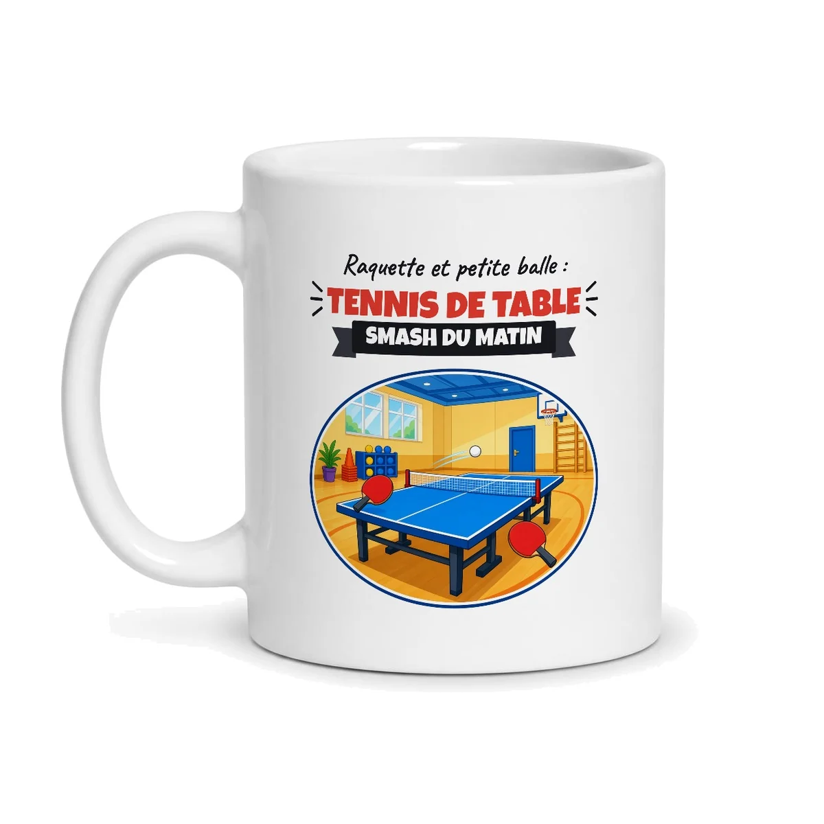 Mug tennis de table – mug blanc vu de face