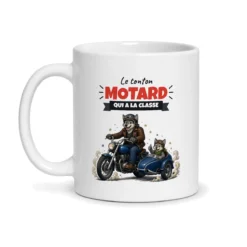 Mug tonton motard – mug blanc vu de face