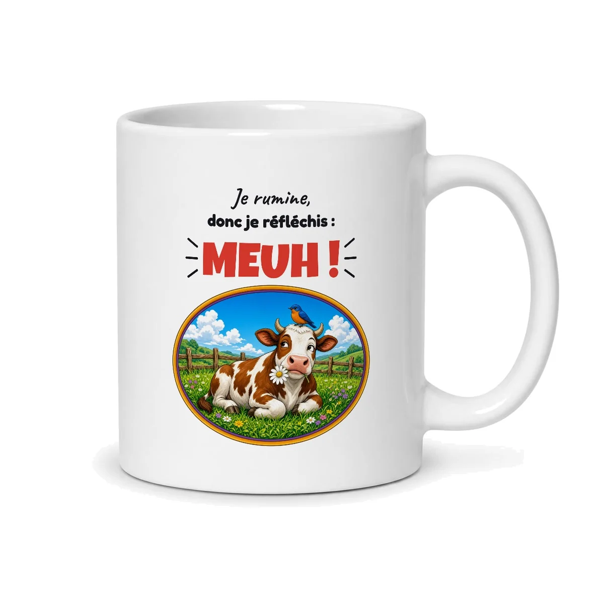 Mug vache – mug blanc vu du dos