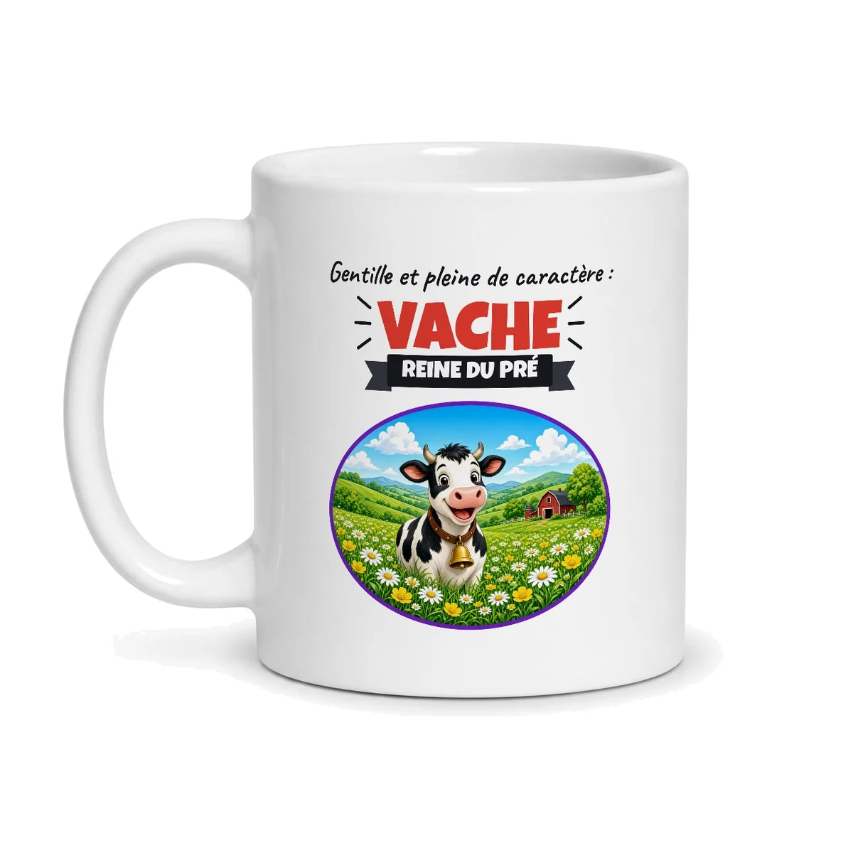 Mug vache – mug blanc vu de face