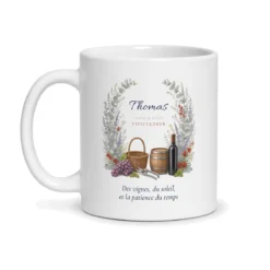 Mug viticulteur personnalisé prénom – mug blanc vu de face