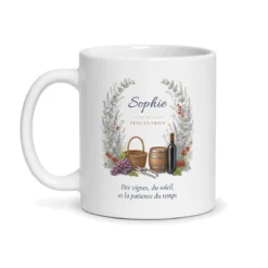 Mug viticultrice personnalisé prénom – mug blanc vu de face