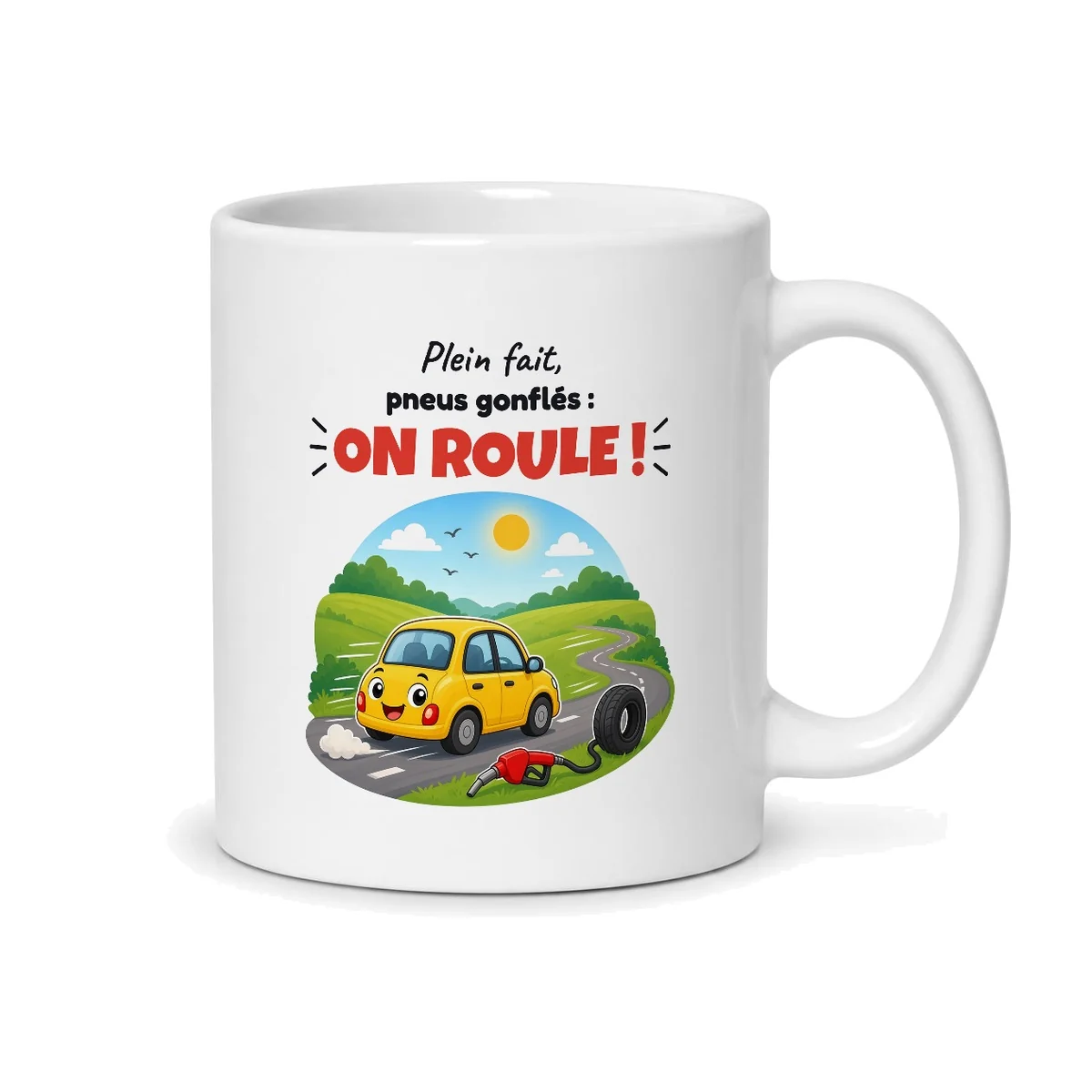 Mug voiture – mug blanc vu du dos