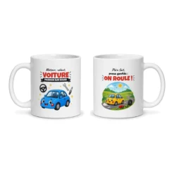 Mug voiture – les deux faces du mug côte à côte