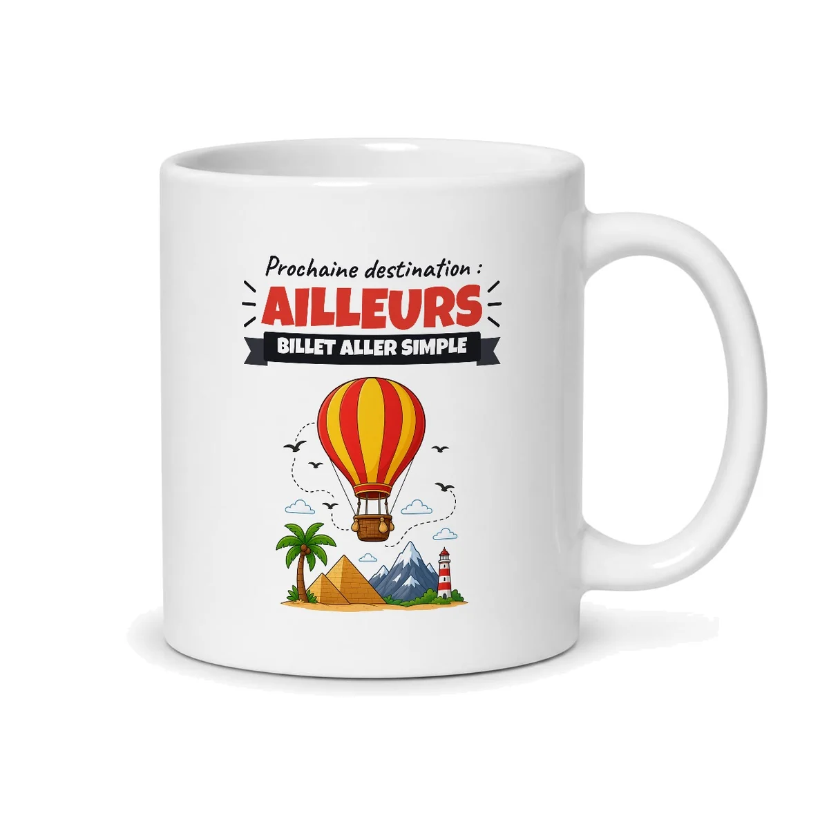 Mug voyage – mug blanc vu du dos