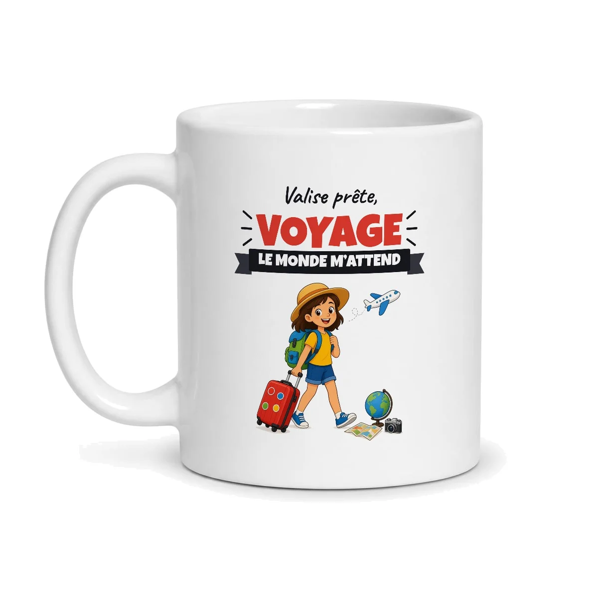 Mug voyage – mug blanc vu de face