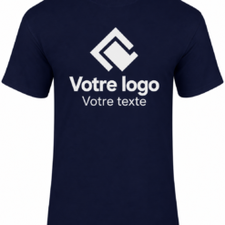 Tee-shirt bleu marine homme personnalisé – Texte, photo ou logo