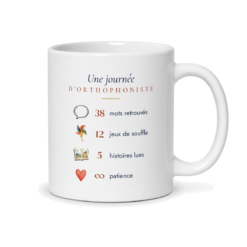 Dos du mug orthophoniste personnalisé : « Une journée d'orthophoniste »