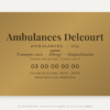 Plaque ambulance personnalisée en plexiglas or vieilli 30 × 20 cm, exemple au nom de Ambulances Delcourt