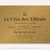 Plaque chambre d'hôtes personnalisée en plexiglas or vieilli 30 × 20 cm, exemple au nom de Le Clos des Tilleuls