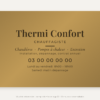 Plaque chauffagiste personnalisée en plexiglas or vieilli 30 × 20 cm, exemple au nom de Thermi Confort