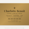 Plaque conseillère en image personnalisée en plexiglas or vieilli 30 × 20 cm, exemple au nom de Charlotte Benoît