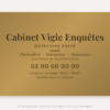 Plaque détective privé personnalisée en plexiglas or vieilli 30 × 20 cm, exemple au nom de Cabinet Vigie Enquêtes